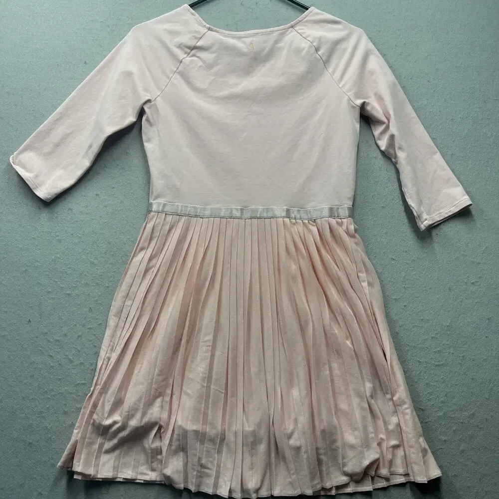 Polo Ralph Lauren Pink Dress Stretch Silk Waist Pleated Skirt Girls Youth XL‎